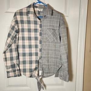 Evidnt‎ Los Angeles Retro 2 Tone Combined button up Shirt Size Small Pink Gray